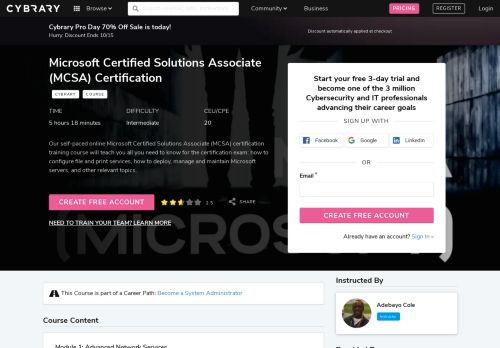 
                            8. Free MCSA Training, Microsoft MCSA Certification Classes - Cybrary