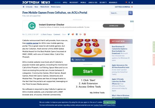
                            10. Free Mobile Games From Cellufun, on AOL's Portal - Softpedia News