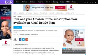 
                            11. Free one year Amazon Prime subscription now available on Airtel Rs ...