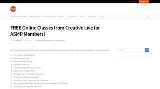 
                            12. FREE Online Classes from Creative Live for ASMP Members! - ASMP