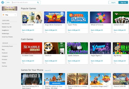 
                            4. Free Online Games at Swagbucks | Swagbucks