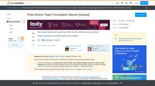 
                            9. Free Online Team Foundation Server - Stack Overflow