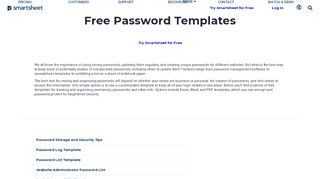 
                            7. Free Password Templates and Spreadsheets | Smartsheet