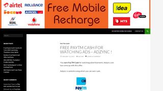 
                            11. Free PayTM Cash For Watching Ads – Adzync - MyTalktime.in