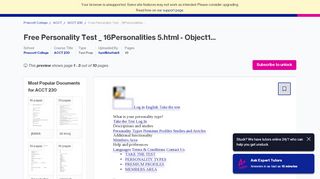 
                            8. Free Personality Test _ 16Personalities 5.html - Object1 Log in ...