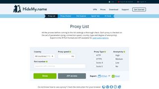 
                            4. Free Proxy List — HideMy.name (ex incloak.com)