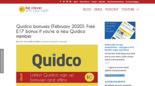 
                            12. Free £16 bonus if you're a new Quidco members | Be Clever With Your ...