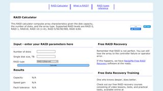 
                            9. Free RAID Calculator - Caclulate RAID Array Capacity and Fault ...