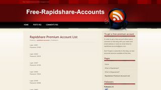 
                            7. Free-Rapidshare-Accounts: Rapidshare Premium Account List