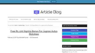 
                            8. Free Rs. 100 SignUp Bonus For Jugnoo Autos Rickshaw - Earticleblog