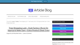 
                            6. Free Shopping Loot - Club Factory | Rs.51 On SignUp & Refer Earn + ...