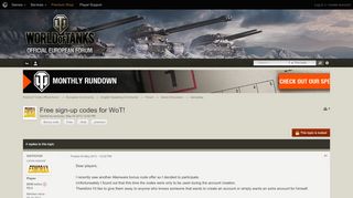 
                            5. Free sign-up codes for WoT! - Gameplay - World of Tanks official forum