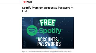 
                            8. Free Spotify Premium Account Username & Password {February 2019}