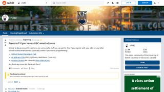 
                            10. Free stuff if you have a UBC email address : UBC - Reddit