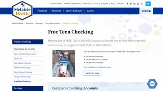 
                            8. Free Teen Checking | Metairie Bank