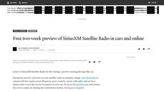
                            13. Free two-week preview of SiriusXM Satellite Radio in cars and online ...