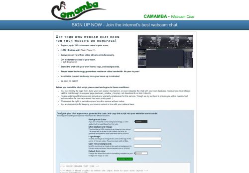 
                            4. Free Webcam Chat for your Homepage - Camamba