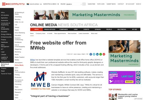 
                            7. Free website offer from MWeb - Bizcommunity.com