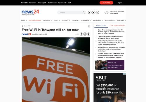 
                            11. Free Wi-Fi in Tshwane still on, for now | News24