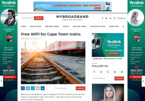 
                            9. Free WiFi for Cape Town trains - MyBroadband