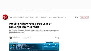 
                            13. Freebie Friday: Get a free year of SiriusXM Internet radio - CNET