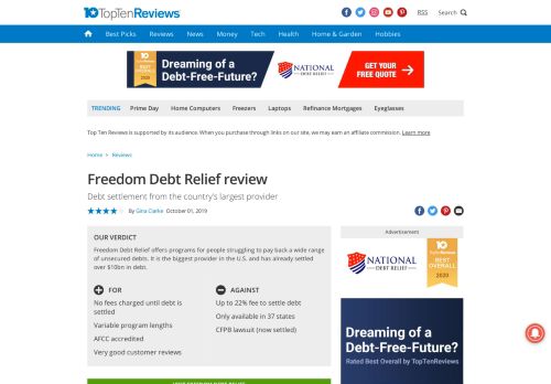 
                            9. Freedom Debt Relief - Top Ten Reviews