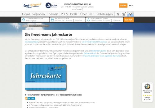 
                            8. freedreams Jahreskarte: so oft Sie wollen in 2000 Hotels buchen