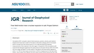 
                            10. Free‐field motion near a nuclear exposion in salt: Project Salmon ...