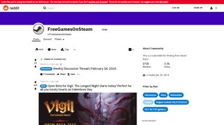 
                            13. FreeGamesOnSteam - Reddit