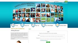 
                            7. Freelance Writing Service - Login Site