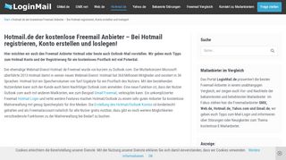 
                            3. Freemail Anbieter Hotmail/Outlook » Loginmail.de