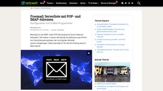 
                            10. Freemail: Serverliste mit POP- und IMAP-Adressen - NETZWELT