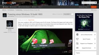 
                            10. Freezing since Windows 10 build 1803 - Troubleshooting - Linus ...