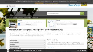
                            7. Freiberufliche Tätigkeit; Anzeige der Betriebseröffnung - BayernPortal