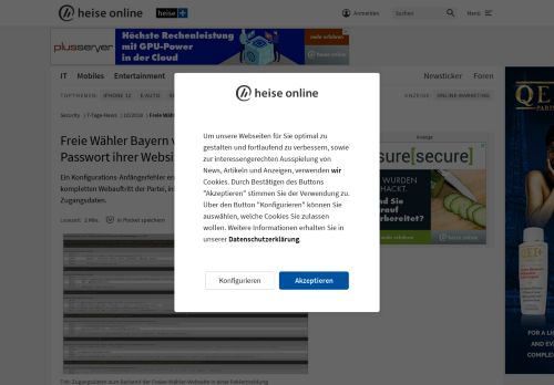 
                            4. Freie Wähler Bayern veröffentlichen MySQL-Passwort ihrer Website ...