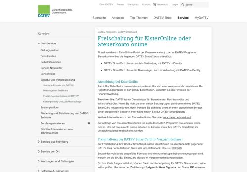 
                            13. Freischaltung für ElsterOnline oder Steuerkonto online - Datev