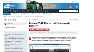 
                            10. Fremde VoIP-Konten mit Speedport-Routern | c't Magazin - Heise