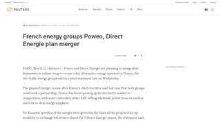 
                            13. French energy groups Poweo, Direct Energie plan merger | Reuters