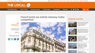 
                            6. French hotels sue Airbnb claiming 'unfair competition' - The Local France