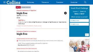 
                            9. French Translation of “high five” | Collins English-French Dictionary