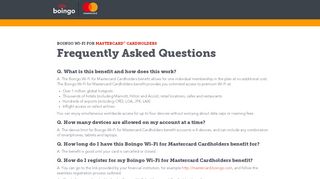 
                            8. Frequently Asked Questions - Boingo Wi-Fi for Mastercard® Cardholders
