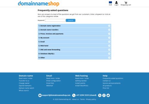 
                            7. Frequently asked questions - Domainnameshop