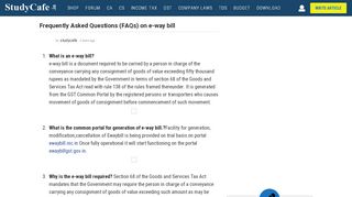 
                            10. Frequently Asked Questions (FAQs) on e-way bill | StudyCafe