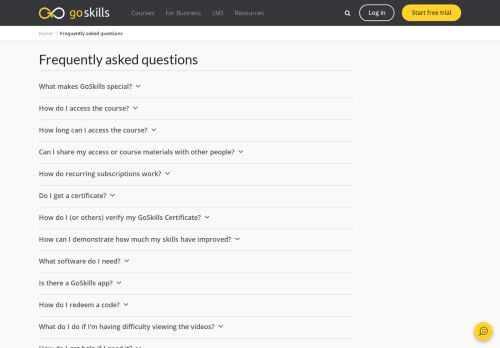 
                            12. Frequently asked questions | GoSkills - GoSkills.com