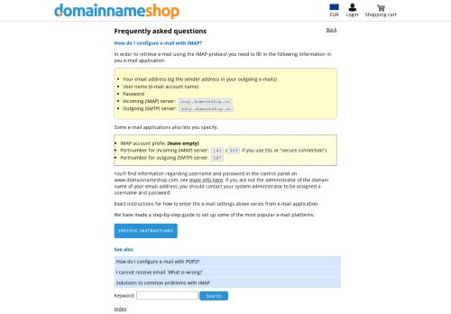 
                            6. Frequently asked questions — How do I configure e-mail with IMAP?