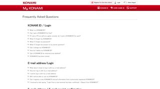 
                            5. Frequently Asked Questions - KONAMI ID