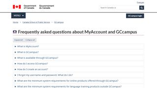 
                            2. Frequently asked questions on MyAccount and GCcampus - CSPS