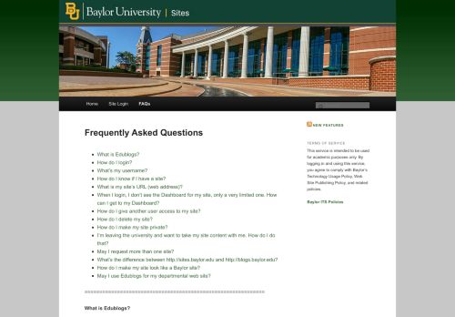 
                            6. Frequently Asked Questions | Sites @ Baylor University