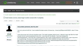 
                            7. Fresh Install, no errors, Cannot login to admin console ... - LimeSurvey