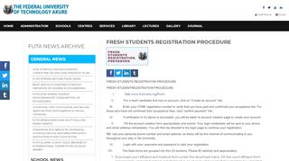 
                            3. FRESH STUDENTS REGISTRATION PROCEDURE || FUTA NEWS ...